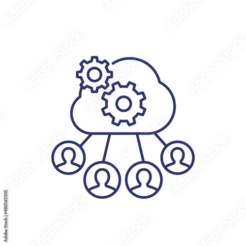 process user data line icon with a cloud