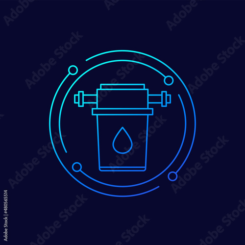 water filter icon, linear vector