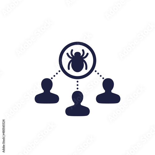 Debugging, testing icon with a bug and users