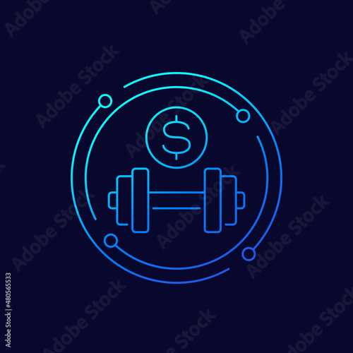 paid workout, training line icon, vector