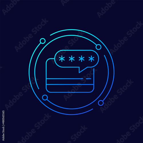 card PIN code icon, linear design