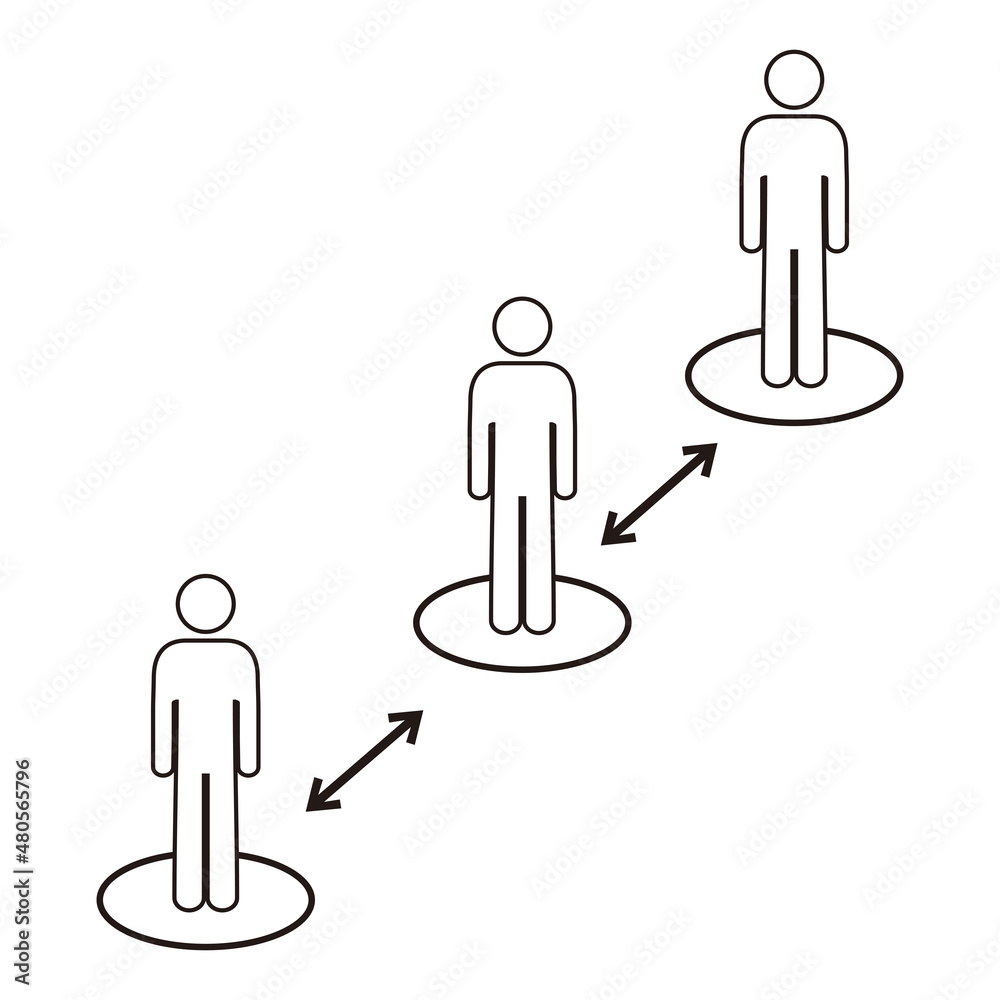 Social distancing. Space between people to avoid spreading COVID-19 Virus vector illustration Social distancing. Space between people to avoid spreading COVID-19 Virus vector illustration