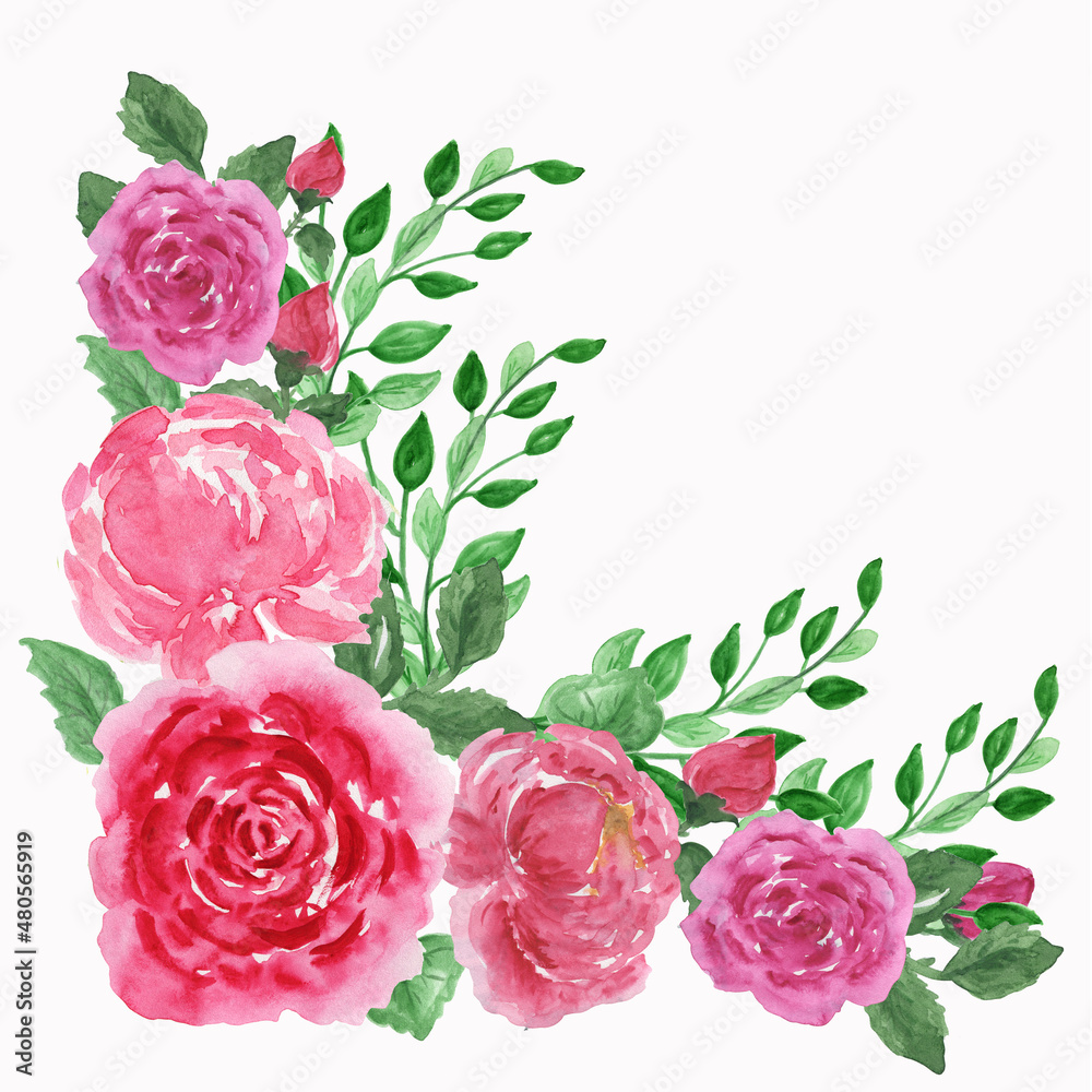 watercolor bouquets of flowers peonies poppies for valentine's day greeting cards invitations for design works