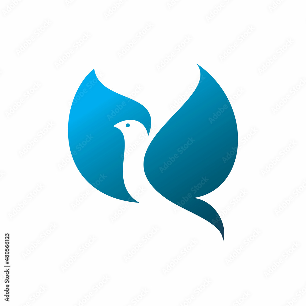 Fototapeta premium blue flying wing bird logo design