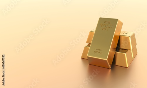 Stack of gold bars, business banking and financial concept. 3d rendering