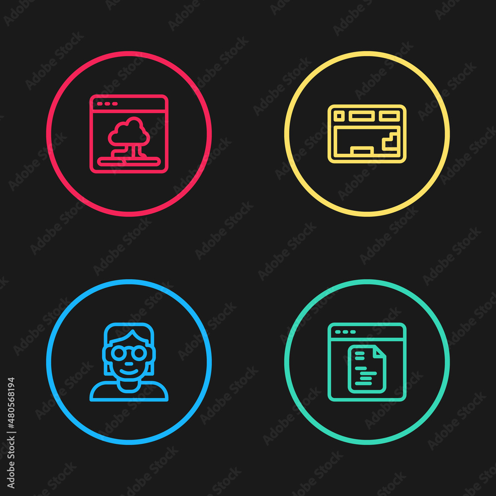 Set line Hacker or coder, Software, Keyboard and Cloud technology data transfer icon. Vector Set line Hacker or coder, Software, Keyboard and Cloud technology data transfer icon. Vector
