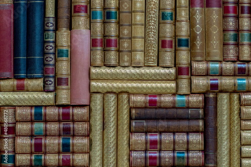 old books stacked on the shelf © Andreas