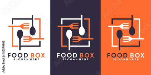 food box logo design with style and creative concept