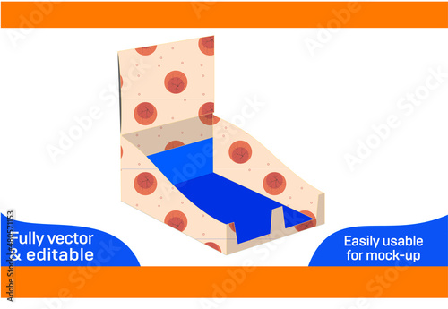 Pop box dieline template and 3D vector file, easily editable and resizable