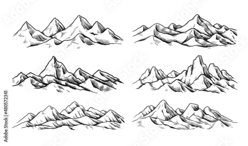 Fotografie, Obraz Hand drawn mountains