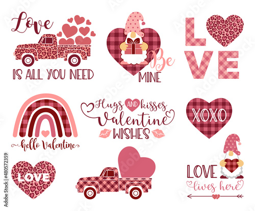 Fotografia A set of decorative elements for Valentines Day