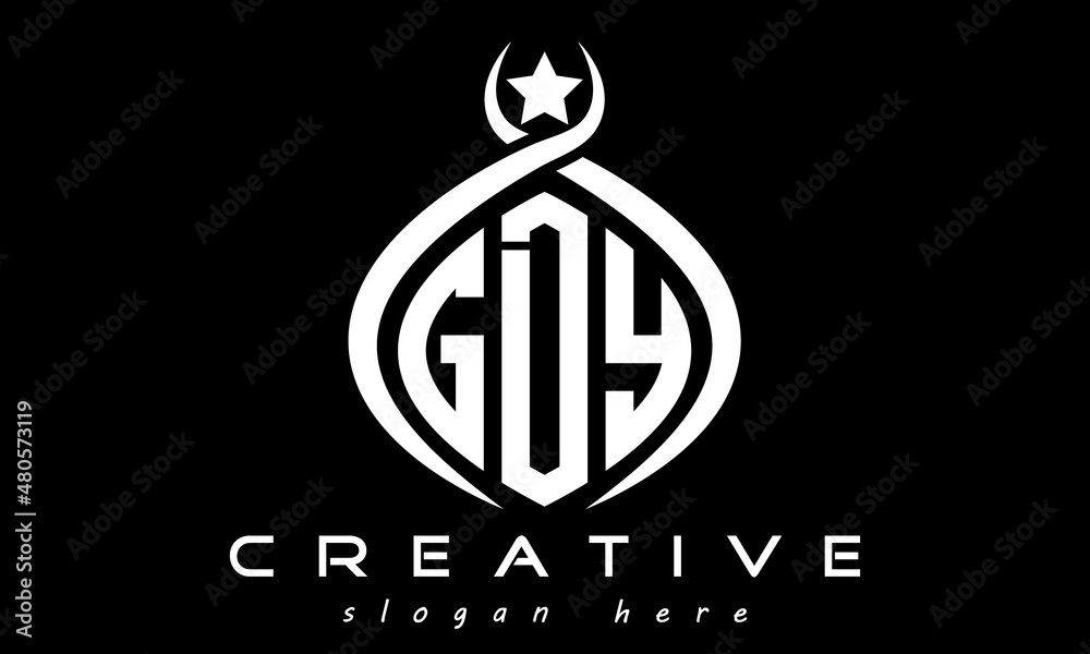 GDY three letters monogram curved oval initial logo design, geometric minimalist modern business shape creative logo, vector template - obrazy, fototapety, plakaty 