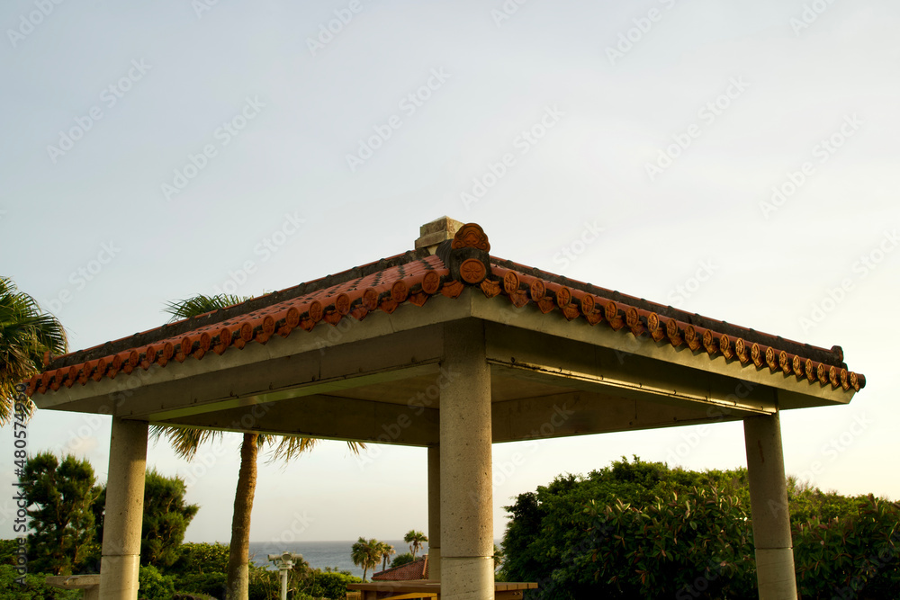 The Okinawa roof of rest area at national Okinawa park.