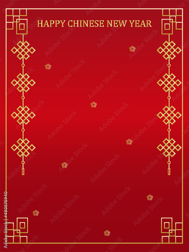 中国の吉祥模様とランタンの真っ赤な光沢のあるかっこいいフレーム縦 Stock Vector Adobe Stock