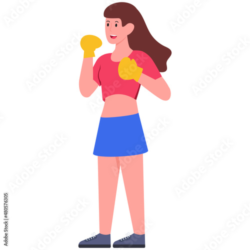 A perfect design icon of female boxer