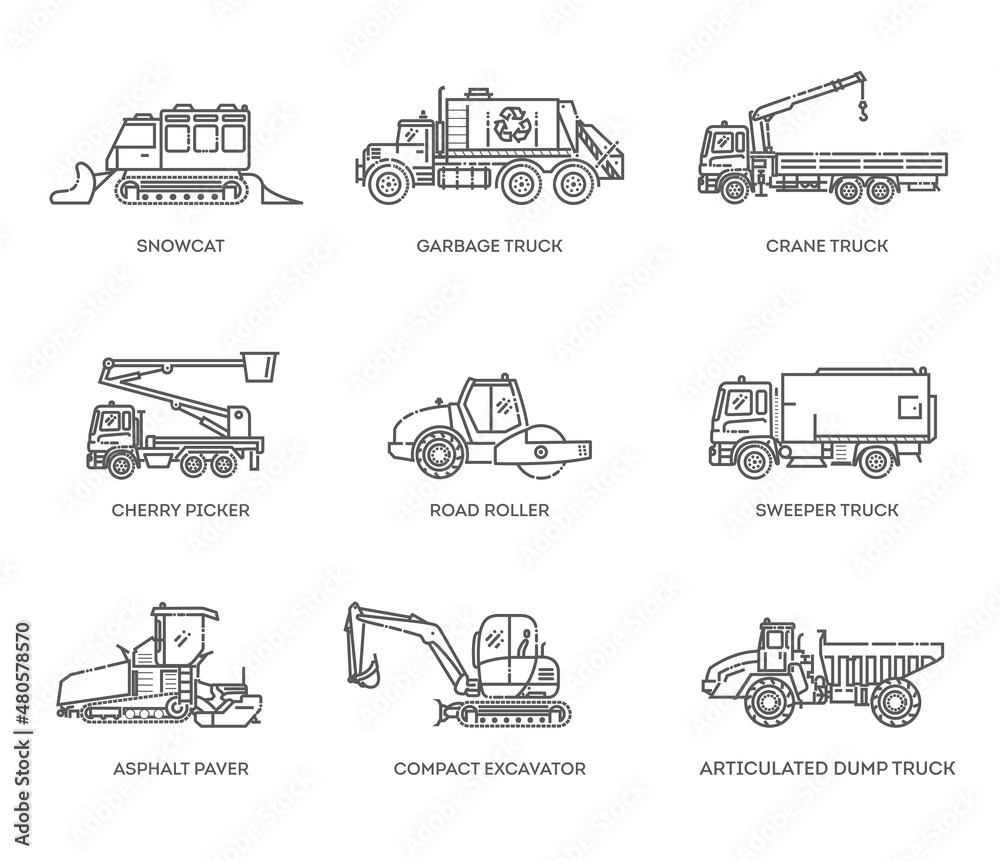 Obraz premium Special vehicles icon. Vector flat icons set