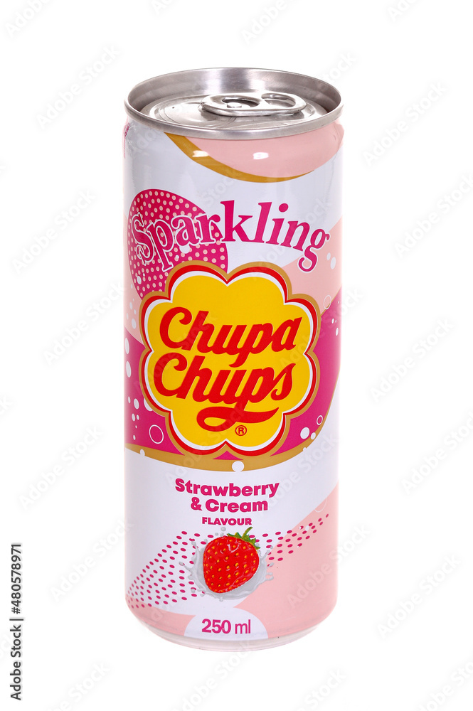 Sparkling Chupa-Chups Strawberry and Cream foto de Stock | Adobe Stock