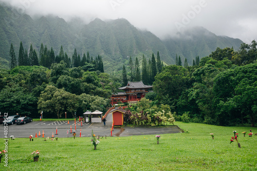 Byodo-in Buddhist Temple, island Oahu, Hawaii photo