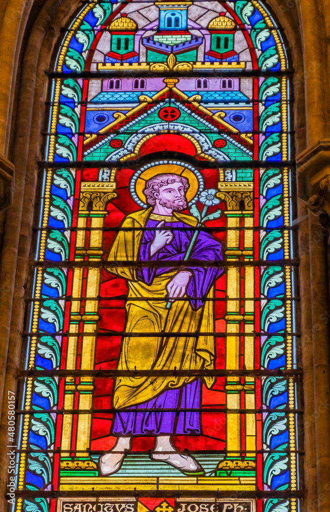 Saint Joseph Stained Glass Cathedral Church Bayeux Normandy France