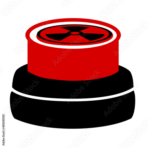 Danger red button nuclear war on a white background