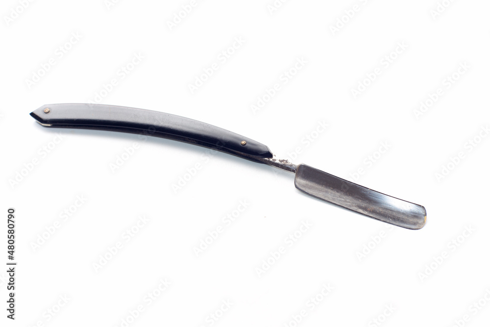 open dangerous razor, old, on a white background open dangerous razor, old, on a white background