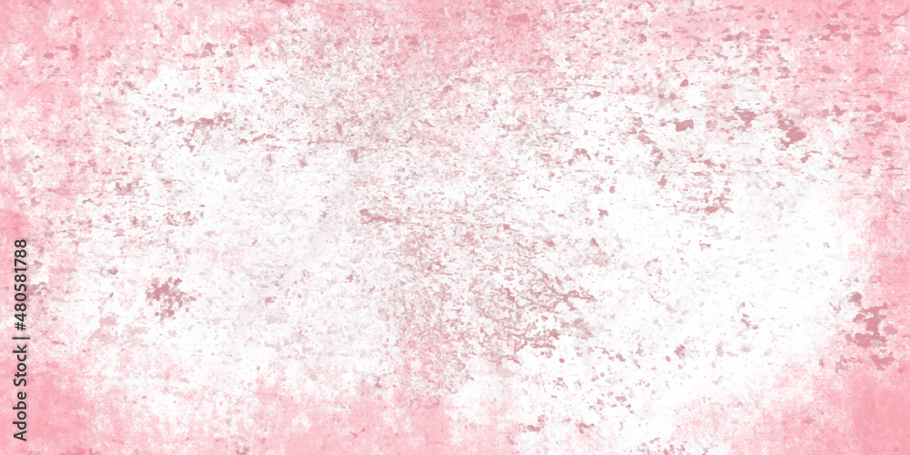 Pink distressed wall grungy background or texture. Pink red watercolor painted paper texture background banner template, with space for text