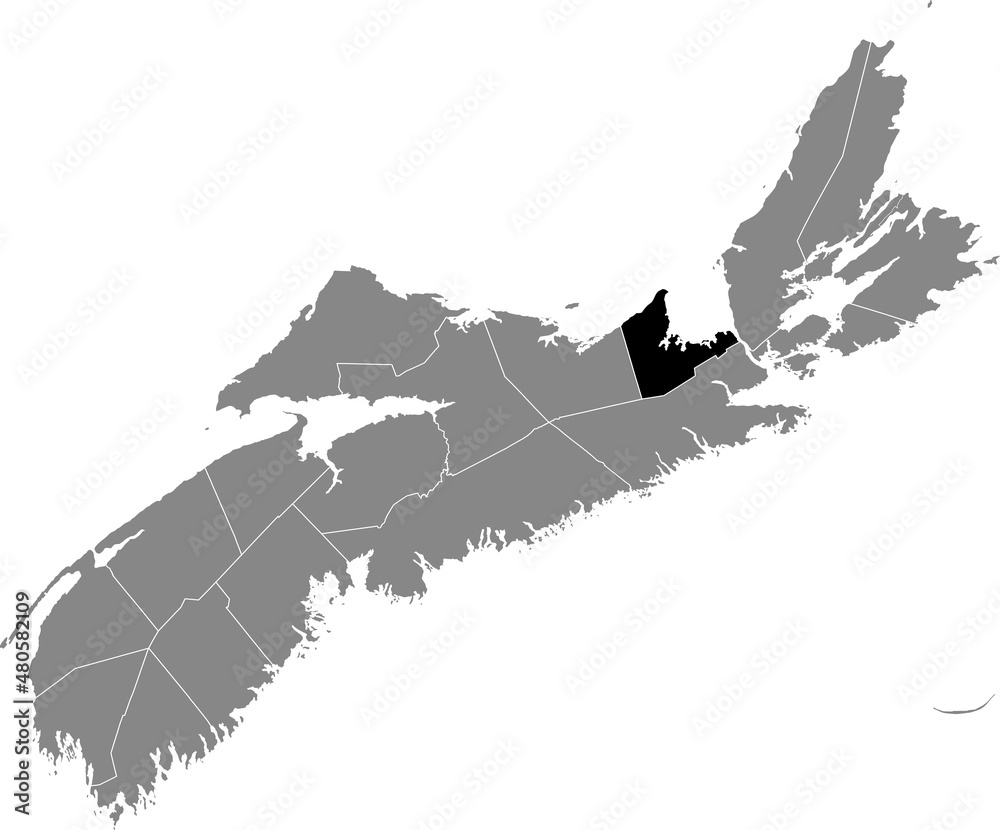 Black flat blank highlighted location map of the ANTIGONISH COUNTY