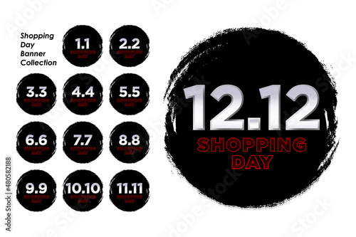 Set of grunge banner for shopping day event for 1 year in each month