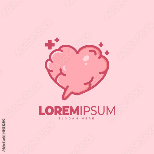Love brain logo template. Vector illustration