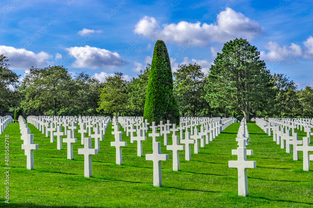 White Crosses American Military World War 2 Cemetary Normandy France