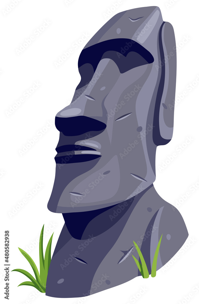 Cartoon-style moai statue