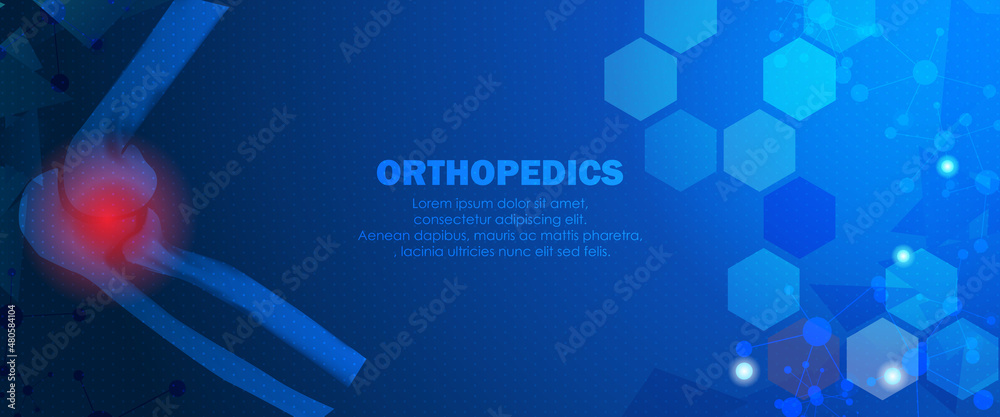 Naklejka premium Abstract science medical orthopedics of elbow and arm injury. The concept for hospital and research.