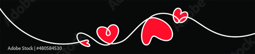 A vector illustration of a string of red hearts on a white wire