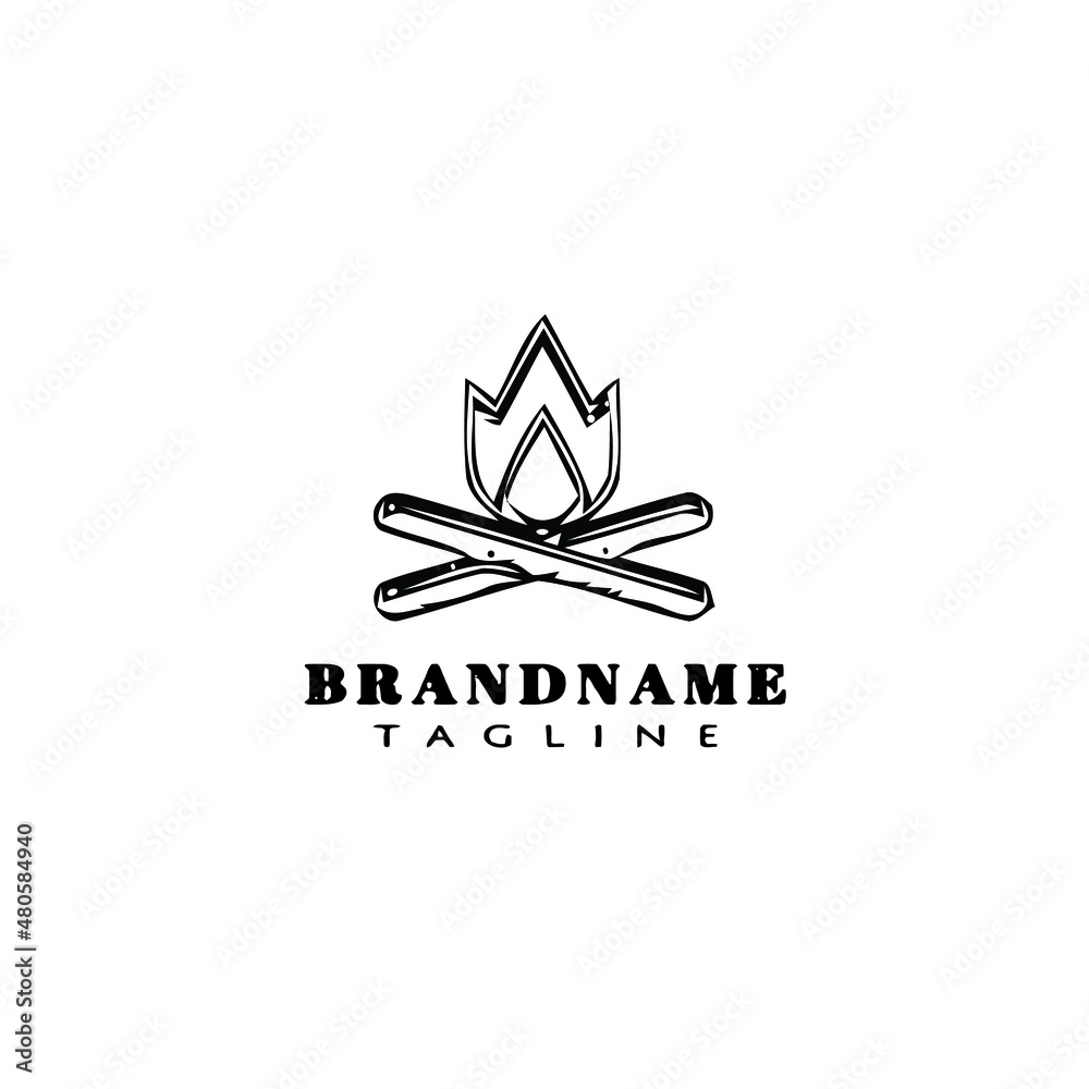Obraz premium bonfire logo cartoon icon design template black isolated vector illustration