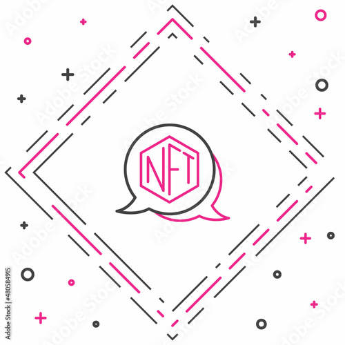 Line NFT Digital crypto art icon isolated on white background. Non fungible token. Colorful outline concept. Vector
