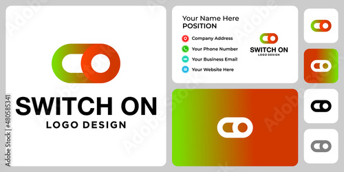 Switch on power logo design with business card template.