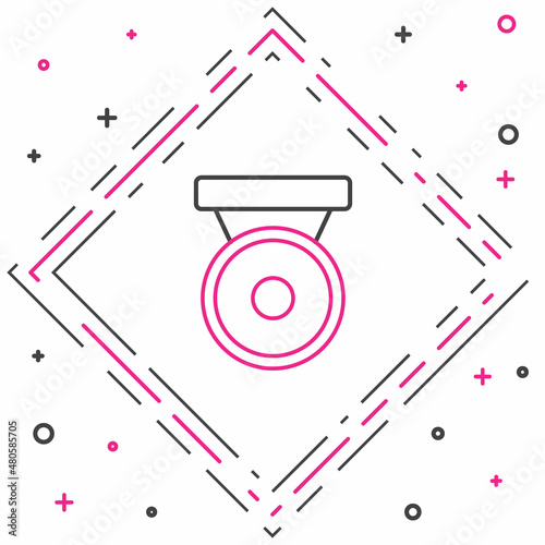 Line Boxing gong icon isolated on white background. Boxing bell. Colorful outline concept. Vector