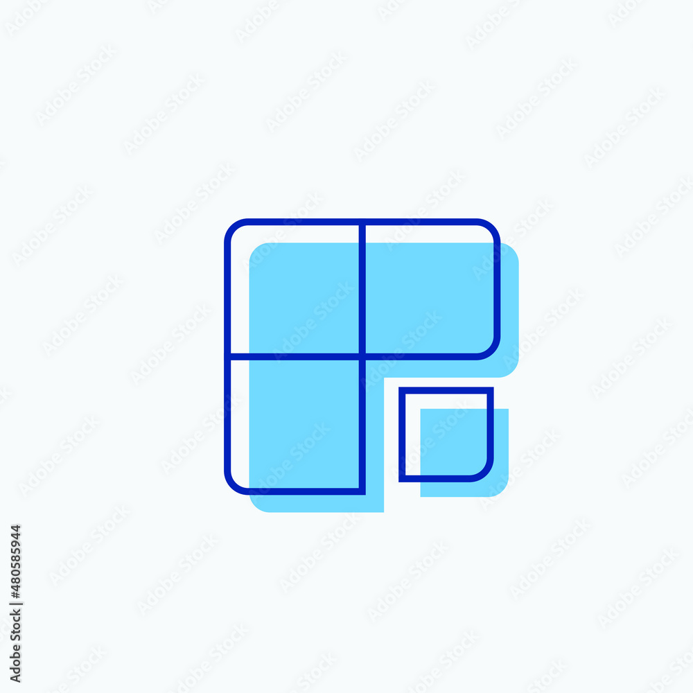 Four Square Flat Logo Design for Business, Company, Industry, Icon, and Symbol. Simple Blue Vector Style. EPS 10 Editable Stroke Four Square Flat Logo Design for Business, Company, Industry, Icon, and Symbol. Simple Blue Vector Style. EPS 10 Editable Stroke