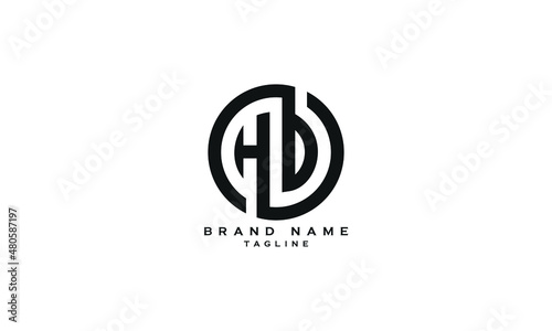 HB, HD, Abstract initial monogram letter alphabet logo design