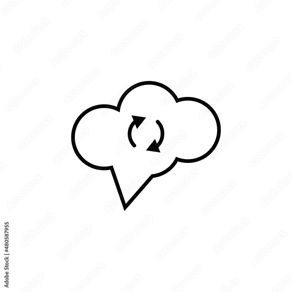 Sign and symbols concept. Outline symbol in flat style. Editable stroke. Line icon of arrows inside of speech bubble in form of cloud Sign and symbols concept. Outline symbol in flat style. Editable stroke. Line icon of arrows inside of speech bubble in form of cloud