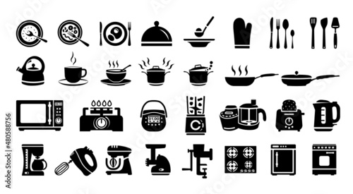 Kitchen Appliances icons SVG, Kitchen icons SVG, Web icons SVG, Kitchen decorations SVG, Vector illustration, Cut files