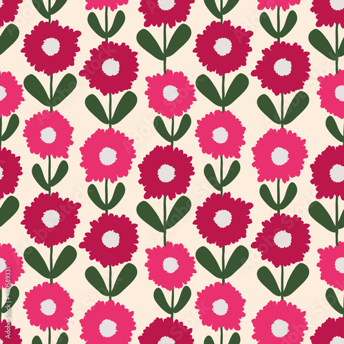 Vector Vintage flower garden pattern design. Great for spring summer fabric fashion and textiles collection. can be used as background and wallpaper. 