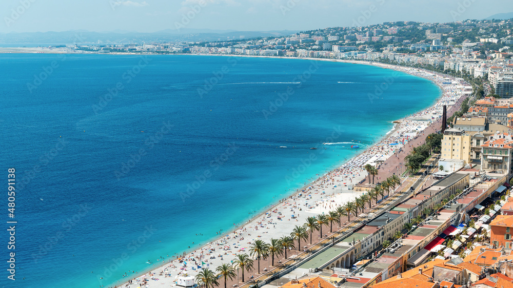 View of the cote d'Azur in Nice, France
