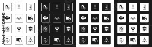 Set Ethereum ETH, NFT Digital crypto art, cloud, Cyber security, and contract icon. Vector
