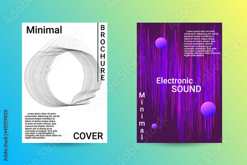 Set of modern abstract musical backgrounds. Sound flyer for creating a fashionable cover, banner, poster, booklet.