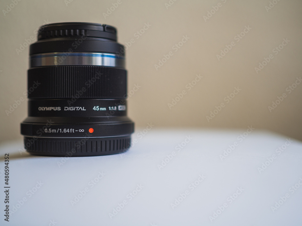 Marbella, Spain- January 04, 2022: A Olympus 45mm f/1.8 fixed focus