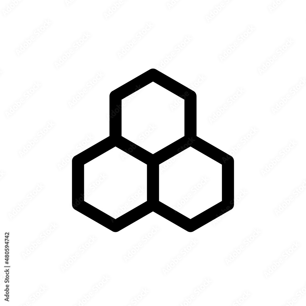 Honeycomb icon. Symbol of bees, honey and wax. Hexagonal shape. Isolated raster illustration on white background. Honeycomb icon. Symbol of bees, honey and wax. Hexagonal shape. Isolated raster illustration on white background.