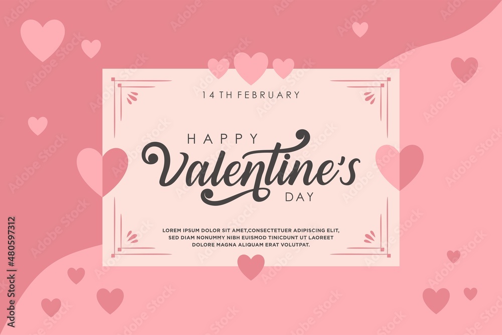 Happy valentine's day lettering, background vector design