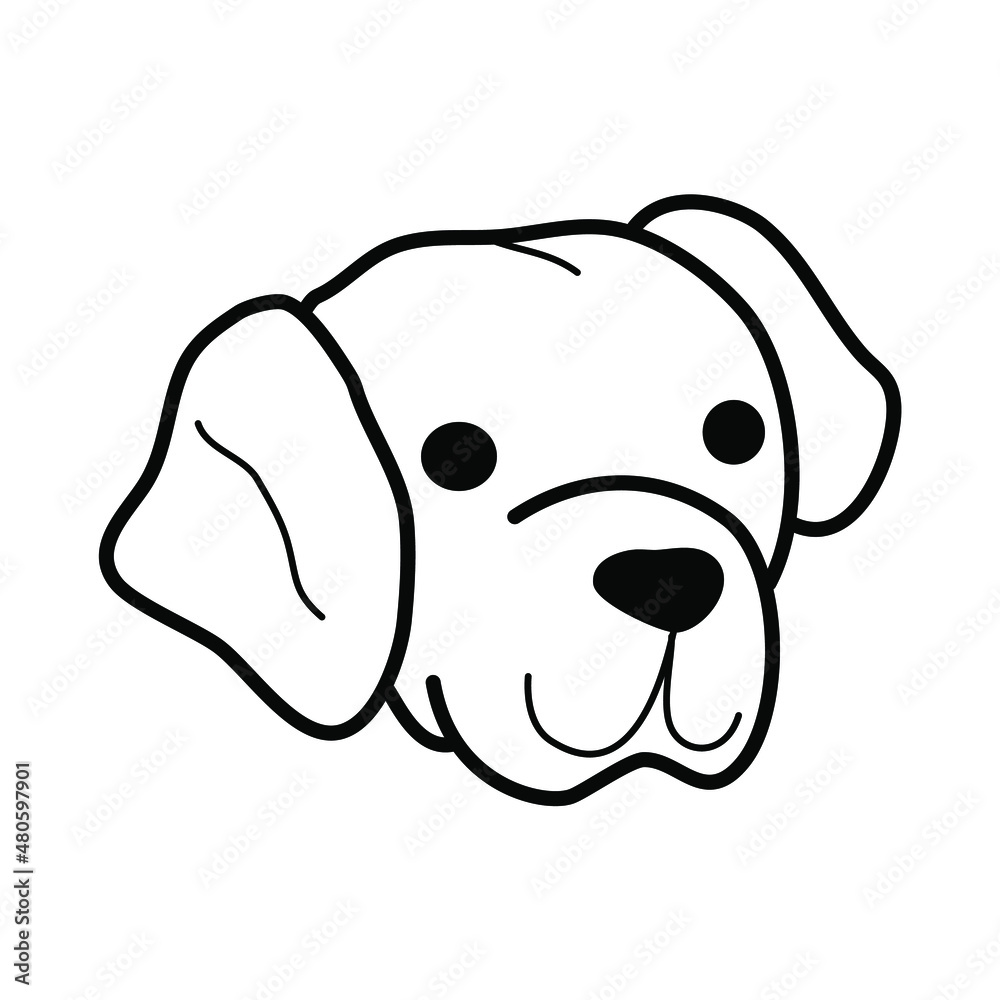 Dog face doodle. Labrador retriever head. Dog breed hand drawn. Stock vector vet illustration on a white background. Dog face doodle. Labrador retriever head. Dog breed hand drawn. Stock vector vet illustration on a white background.