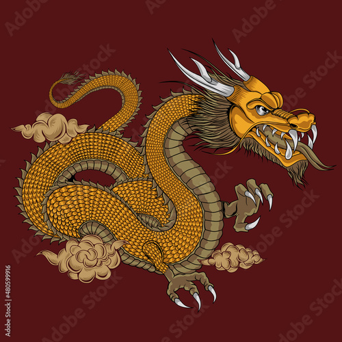The dragon gold artwork design